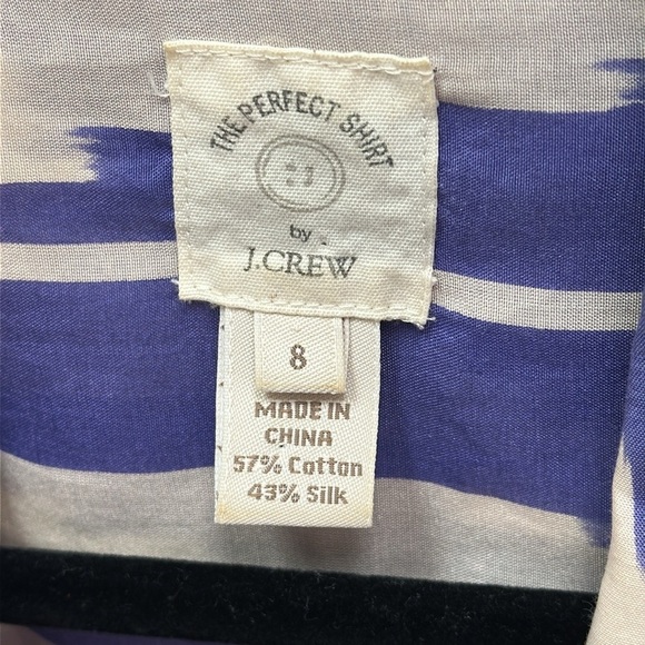 J.Crew The Perfect Shirt - Size 8 - Blue Ikat Print - Picture 2 of 6